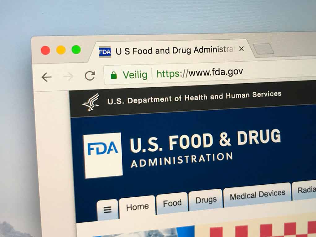 FDA website on a computer screen