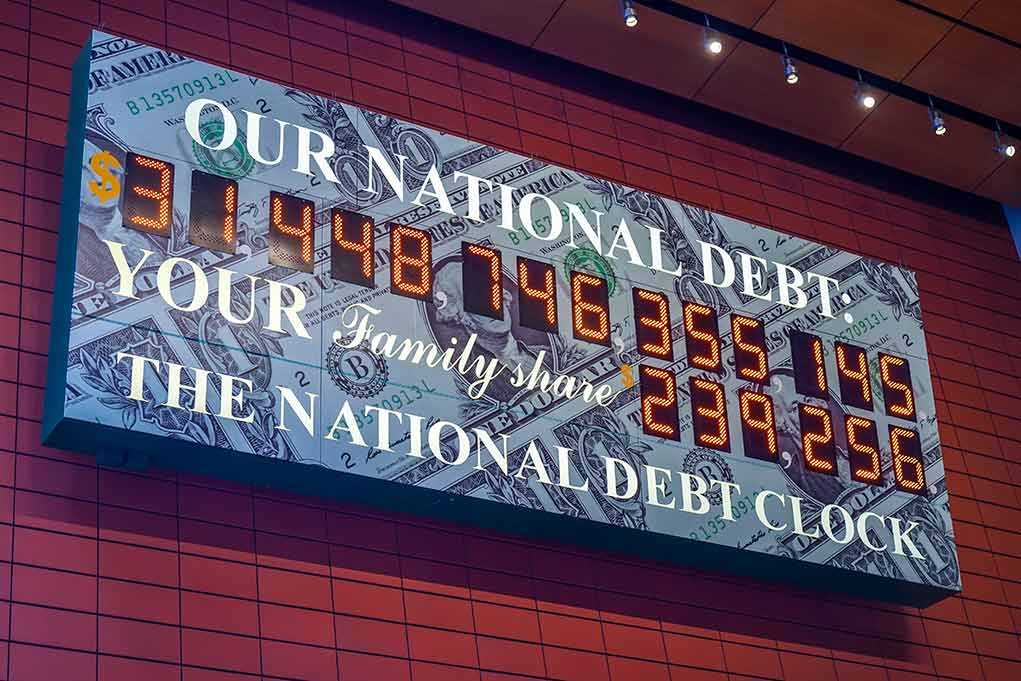US National Debt Clock displaying current debt figures