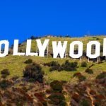Hollywood sign on hillside with clear blue sky