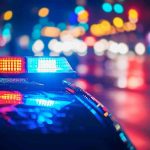 Labor Day Carnage—Leaders Block Help Police car with flashing lights at night.