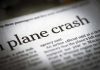 Newspaper headline about a plane crash story