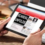 Unbelievable Twist in Former First Lady SAGA Person reading news headline Scandal Unfolds on tablet