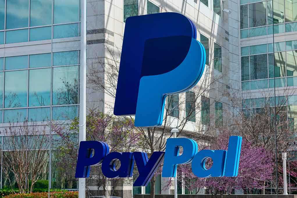 PayPal logo displayed outside a corporate building
