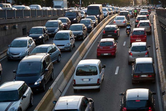 94817464 Traffic jam on a multi-lane highway.