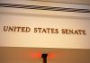 Desperate Filibuster Battle — What it Takes to WIN Sign displaying United States Senate in a government building