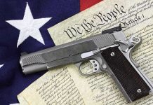 Gun Owners BRACE for Legal Fight Gun on U.S. Constitution and flag.