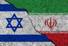 This War Was Always Coming Israeli and Iranian flags divided by a cracked line.