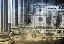 Crypto Laundering Case Rocks Global Finance Architectural columns with a background of U.S. currency