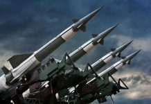 Four rockets pointed towards the sky.