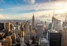 New York City skyline with Empire State Building.