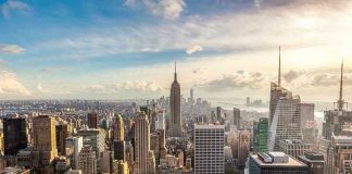 New York City skyline with Empire State Building.