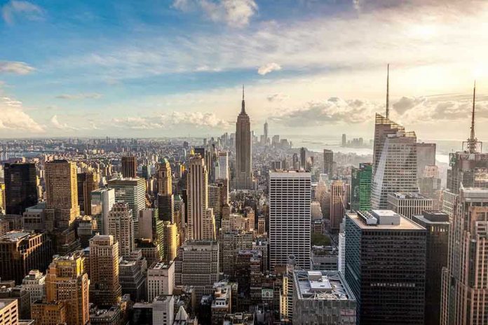 New York City skyline with Empire State Building.
