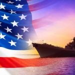 $262 Billion Battleship Plan: Taxpayer NIGHTMARE? American flag overlaying warship at sunset.
