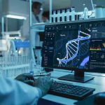 Lab-Grown Breakthrough: Mini Brain REVEALS Paralysis SECRETS Scientist analyzing DNA on computer in laboratory