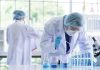 Scientists working in a laboratory with test tubes