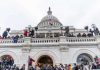 Crowd gathering outside the U.S. Capitol building.