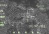 Aerial view through night vision targeting display.