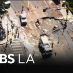 Massive Water Main Break Leaves West Hollywood Underwater LADWP crews work to drain water after trunk line break causes severe flooding