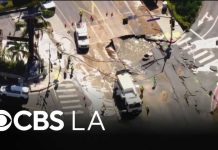 LADWP crews work to drain water after trunk line break causes severe flooding