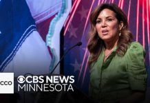 Michele Tafoya speaks after winning Minnesota GOP Senate primary race
