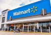 Walmart store exterior with shoppers and carts