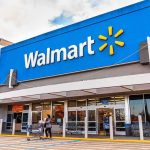 Walmart store exterior with shoppers and carts