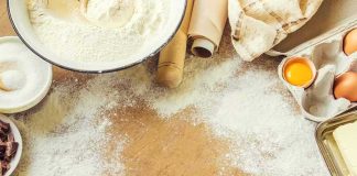 Scientists Made Cookies From Plastic Baking ingredients on a floured wooden surface