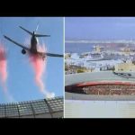 Moment two airliners soar over packed stadium in spectacular pre-game flyover : VIDEO