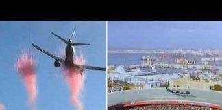 Moment two airliners soar over packed stadium in spectacular pre-game flyover : VIDEO