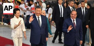 China's Xi Jinping takes part in a welcome ceremony in Egypt