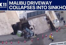Sinkhole forms after driveway collapses at Malibu beachfront home