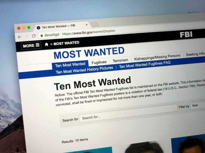 Computer screen showing an FBI Most Wanted webpage