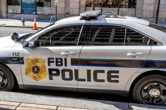 shutterstock_1674734854 FBI Police patrol car parked on city street