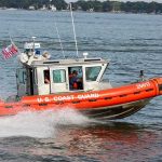Teen Survives Days on Overturned Boat Coast Guard patrol boat speeding across a bay