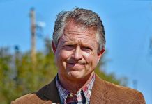 Roger Marshall outdoors in a brown blazer