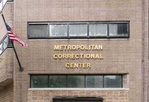 Metropolitan Correctional Center entrance with American flag