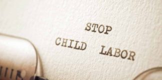 Typewriter message says stop child labor