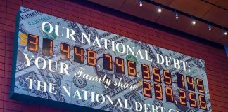 US National Debt Clock displaying current debt figures