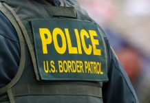 Police US Border Patrol uniform vest closeup