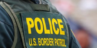 Police US Border Patrol uniform vest closeup