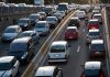 Traffic jam on a multi lane highway