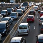 Traffic jam on a multi lane highway