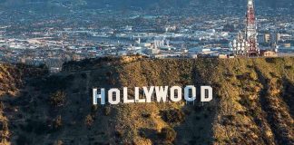 The Hollywood sign on a hillside