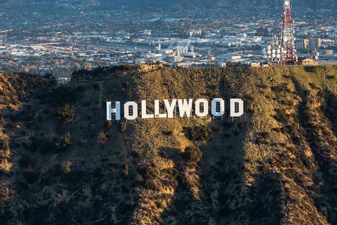 1032487105 The Hollywood sign on a hillside