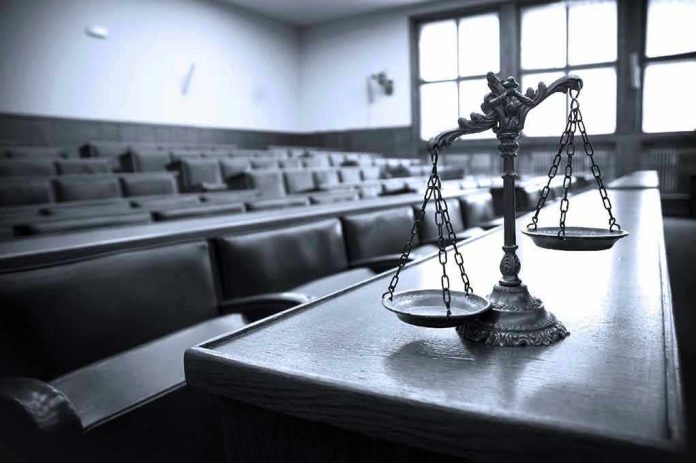 170949320 Scales of justice in an empty courtroom