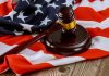 Gavel on American flag