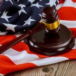 Gavel on American flag