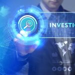 Man pointing at Investigate magnifying glass icon