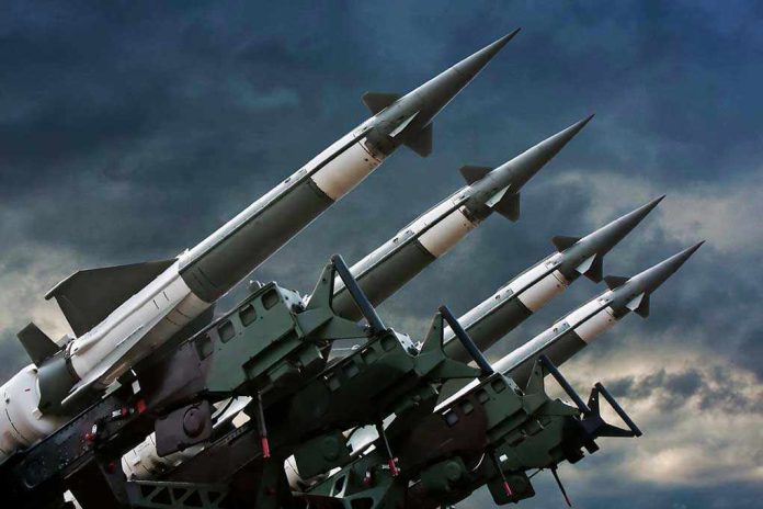 71240899 Four rockets pointed towards the sky
