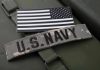 U.S. Navy patch with black-and-white American flag.